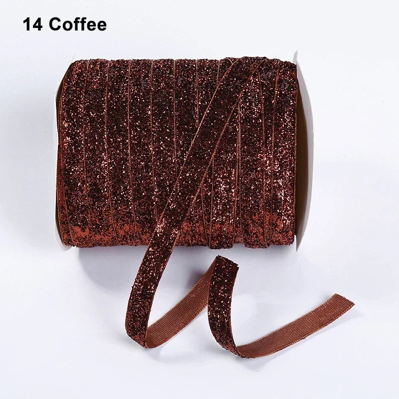 Nastro velluto glitter 10 mm – 50 metri multicolore per decorazioni, fai-da-te, confezioni regalo e artigianato