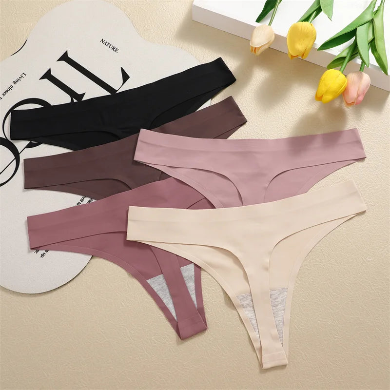 Set 7 pezzi perizomi donna seamless in ice-silk – vita bassa, T-back ultra sottile, mutandine low-waist comfort e invisibili
