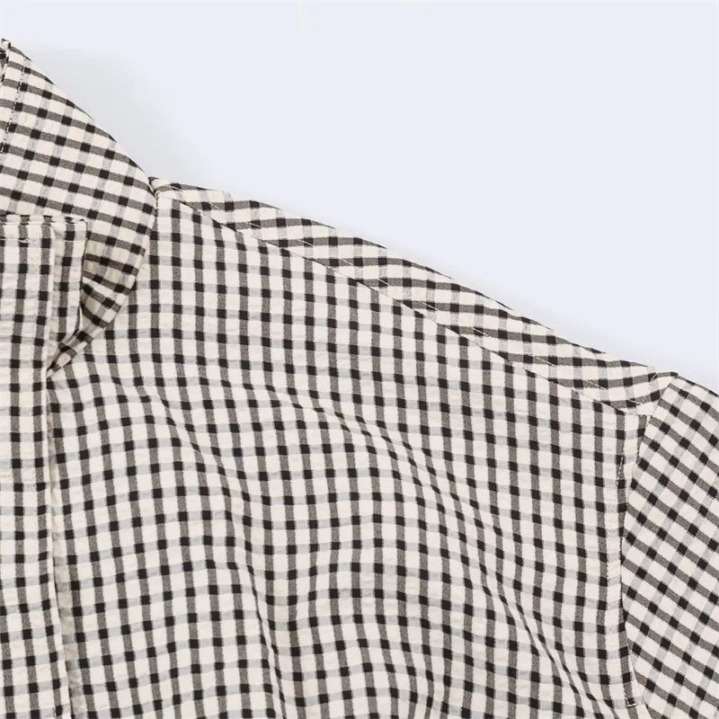 Giacca donna a quadri con collo alto e zip