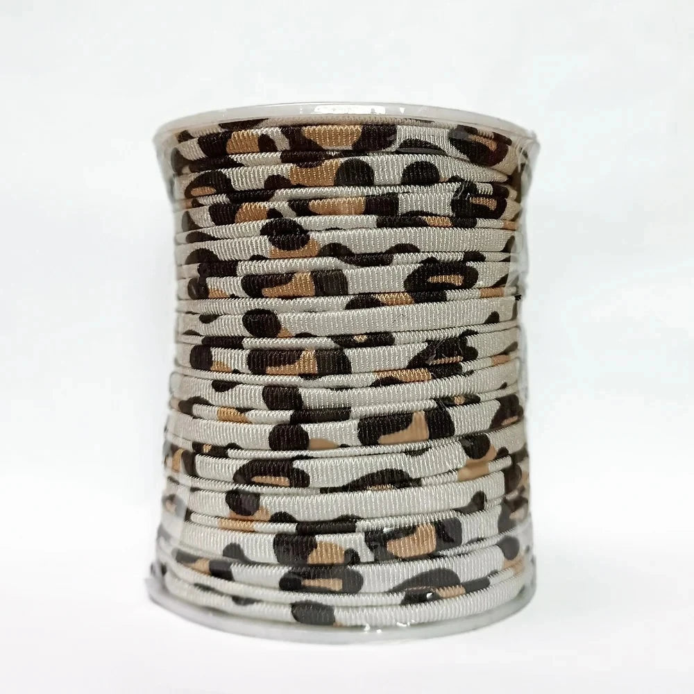 Cordoncino elastico 5 mm 20 m lycra roll leopardato print – banda elasticizzata milk-fiber per abiti, borse e progetti DIY