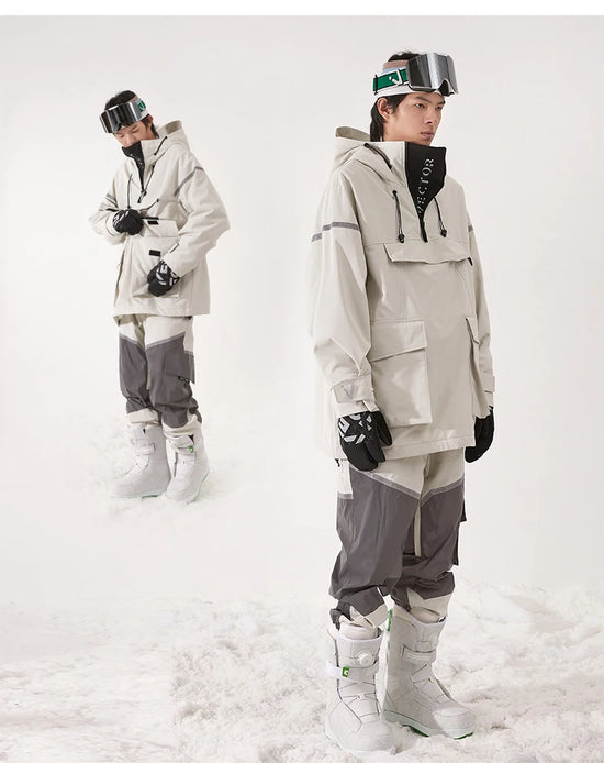Tuta da sci unisex con cappuccio e dettagli riflettenti – giacca imbottita, impermeabile e termica per sport invernali