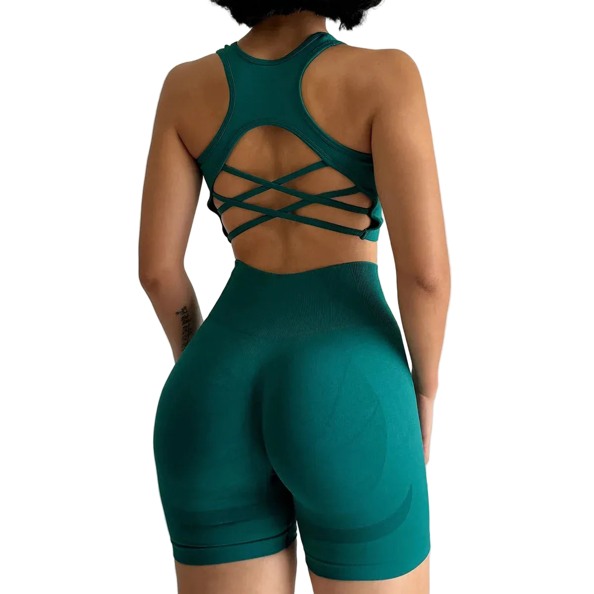 Set seamless donna – top sportivo e shorts vita alta, look fitness elegante e funzionale