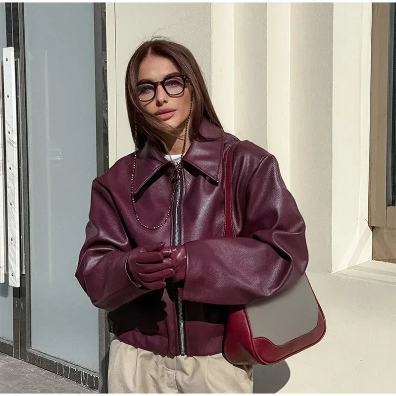 Giacca Donna in Similpelle con Zip e Colletto - immagine 39