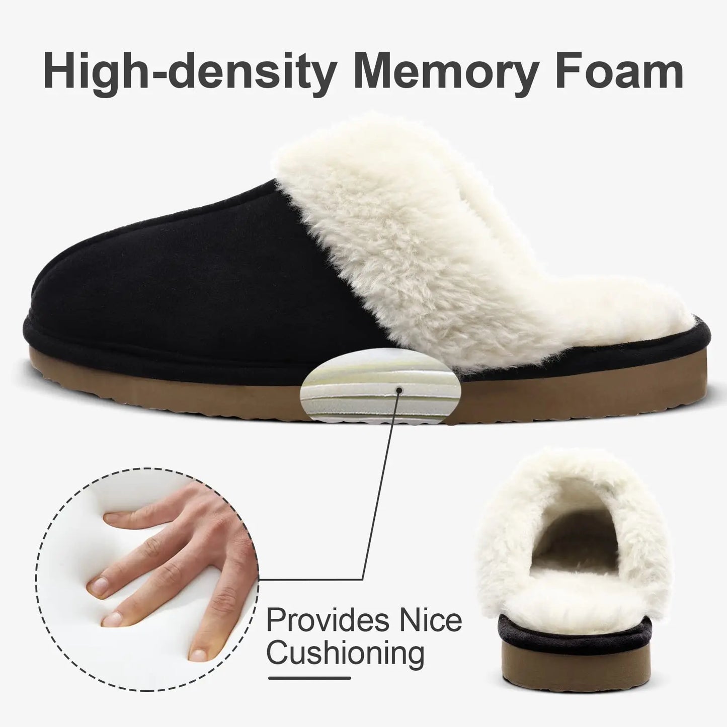 Ciabatte donna in pelliccia eco e suede – antiscivolo, indoor/outdoor, moda casa 2025