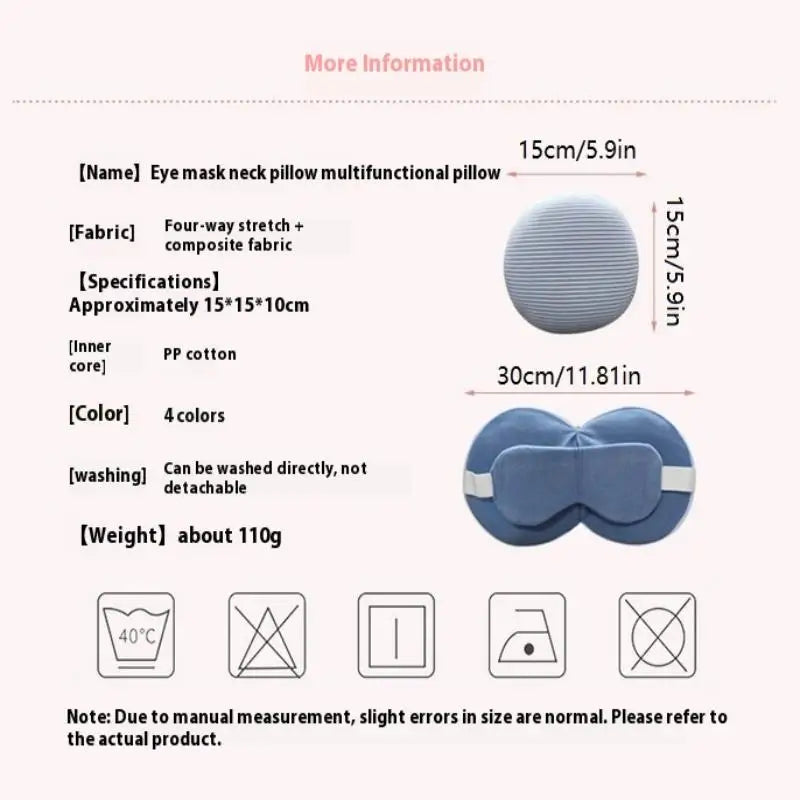 Cuscino da Viaggio 2-in-1 con Mascherina per Occhi – Supporto per Collo e Riposo comodo