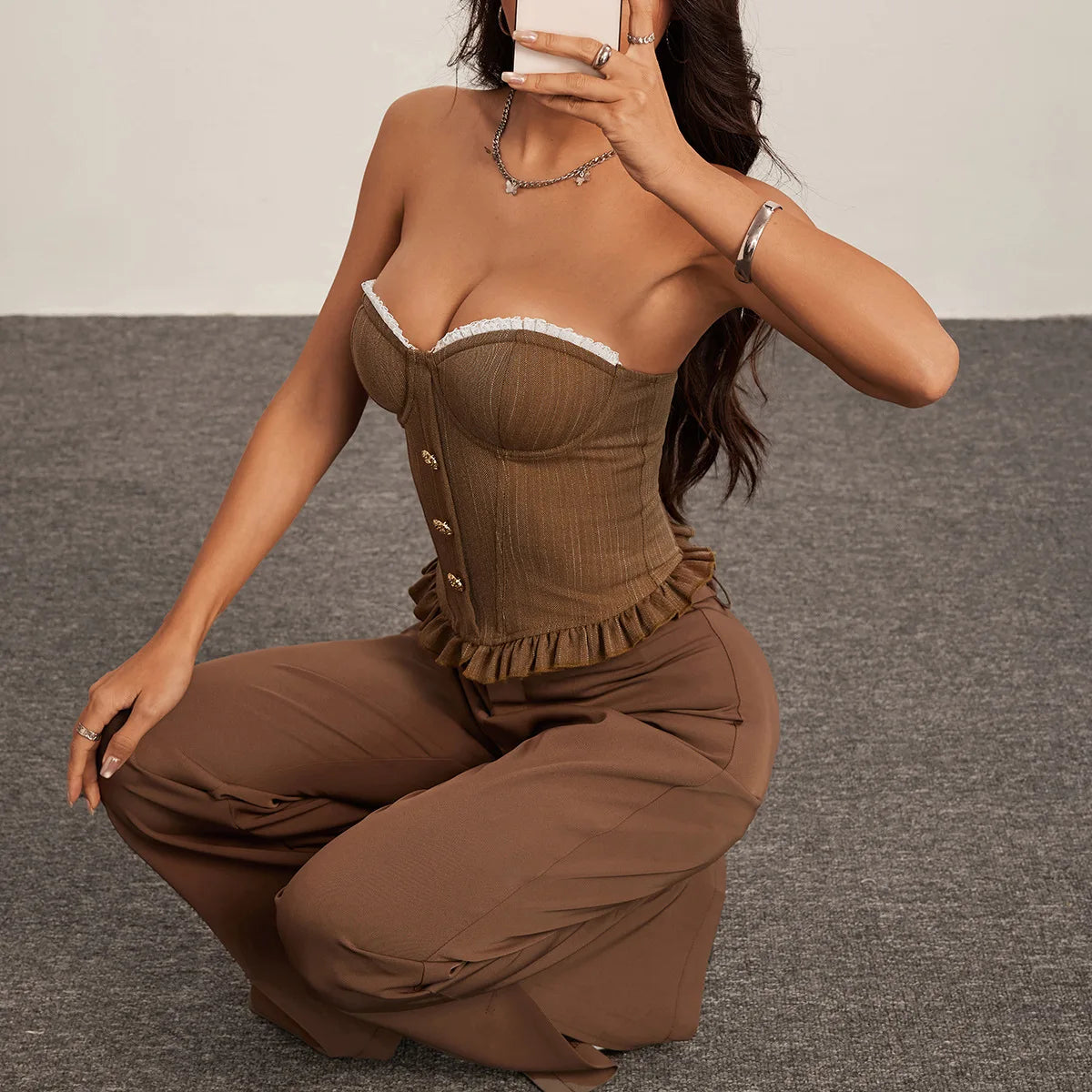 Corsetto Donna Pizzo con Stecche – Top Sexy Modellante