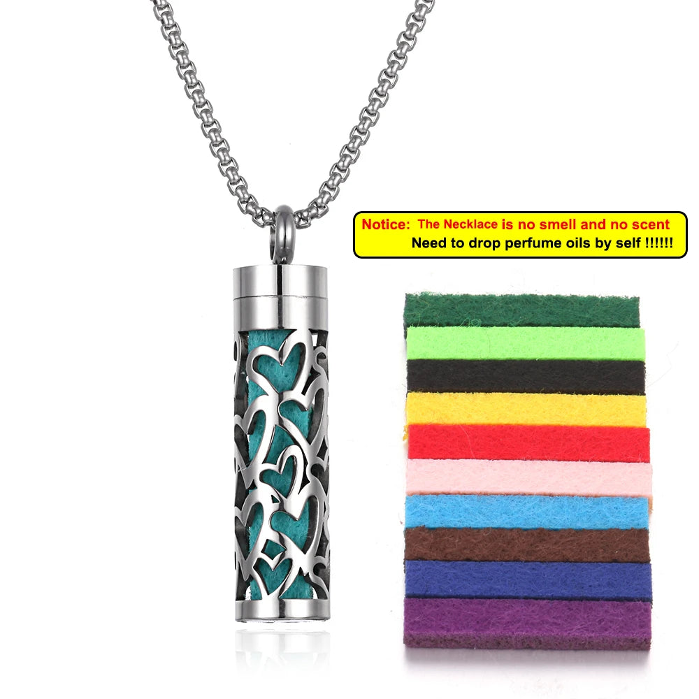 Collana diffusore profumo in acciaio – Aromaterapia wearable argento con spugnetta interna