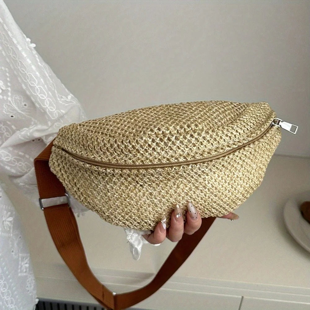 Marsupio Intrecciato Donna Estivo – Borsa a Petto Paglia Leggera