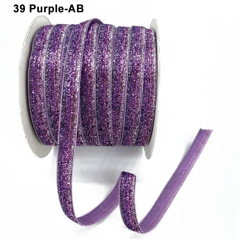 Nastro velluto glitter 10 mm – 50 metri multicolore per decorazioni, fai-da-te, confezioni regalo e artigianato