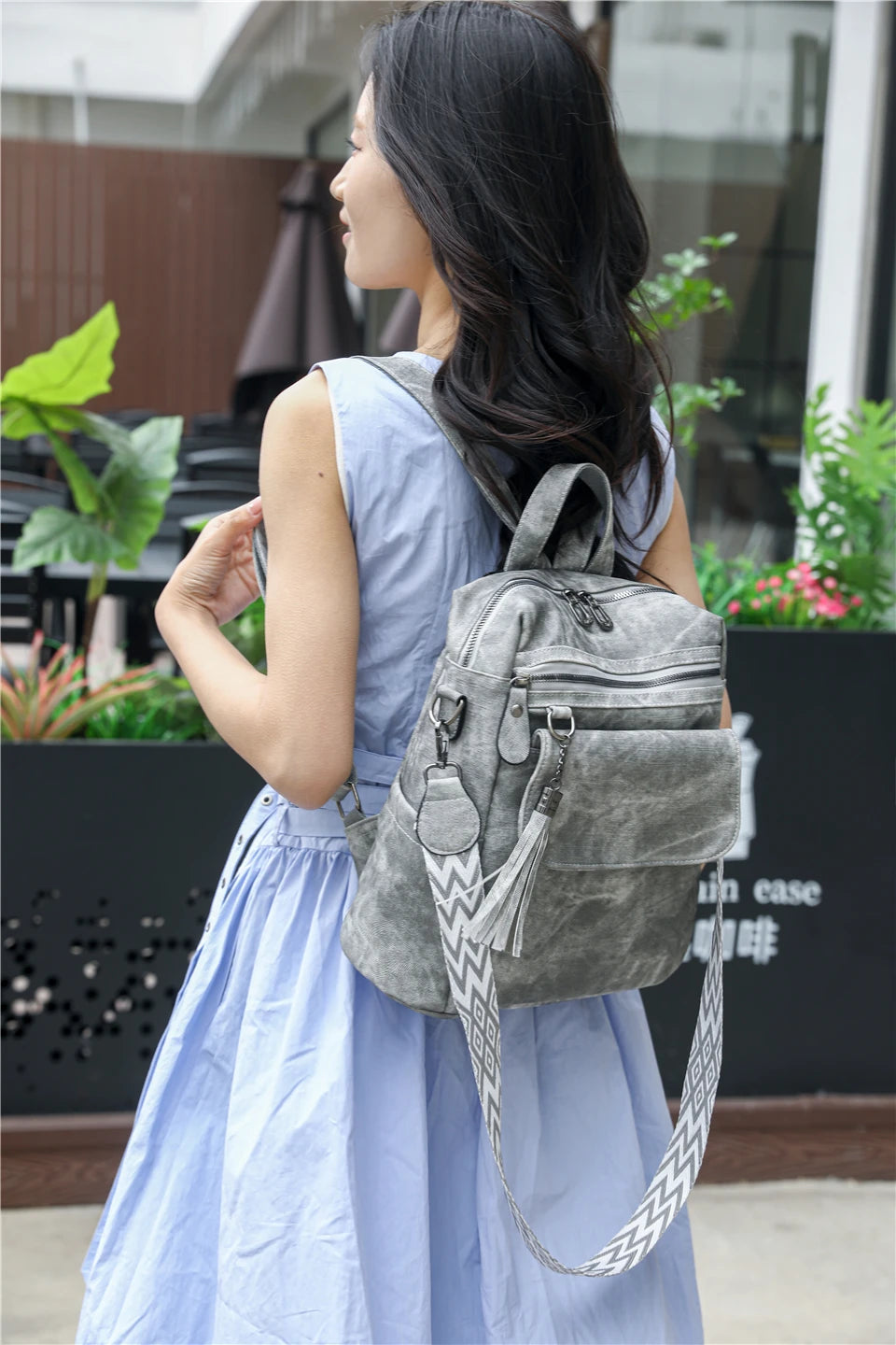 Zaino donna grande capacità in pelle simil-cuoio – daypack fashion da viaggio e scuola, backpack solid colour per ragazze