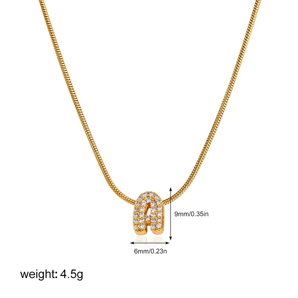 Collana iniziale personalizzabile A–Z con pavé di zirconi – acciaio, elegante