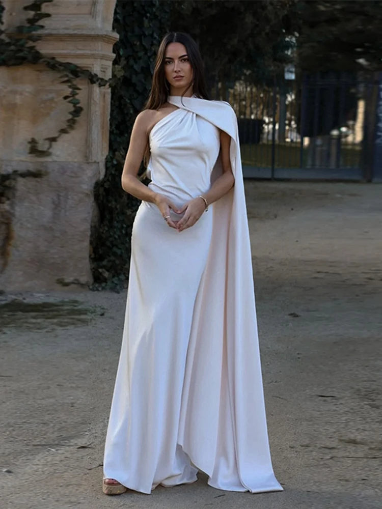 Abito da sera in raso con fiocco per donna – abito elegante schiena scoperta