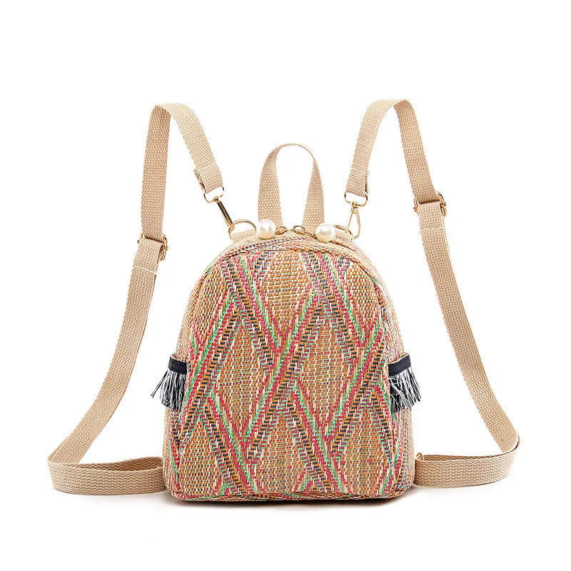 Zaino Donna Effetto Paglia Intrecciato – Backpack Estivo Casual Chic