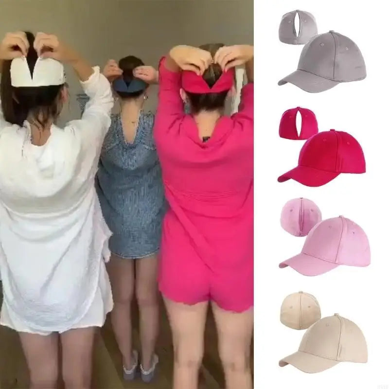 Ponytail Cap da Donna in Cotone – Cappellino sportivo regolabile con foro posteriore per capelli lunghi, ideale per fitness e uso quotidiano