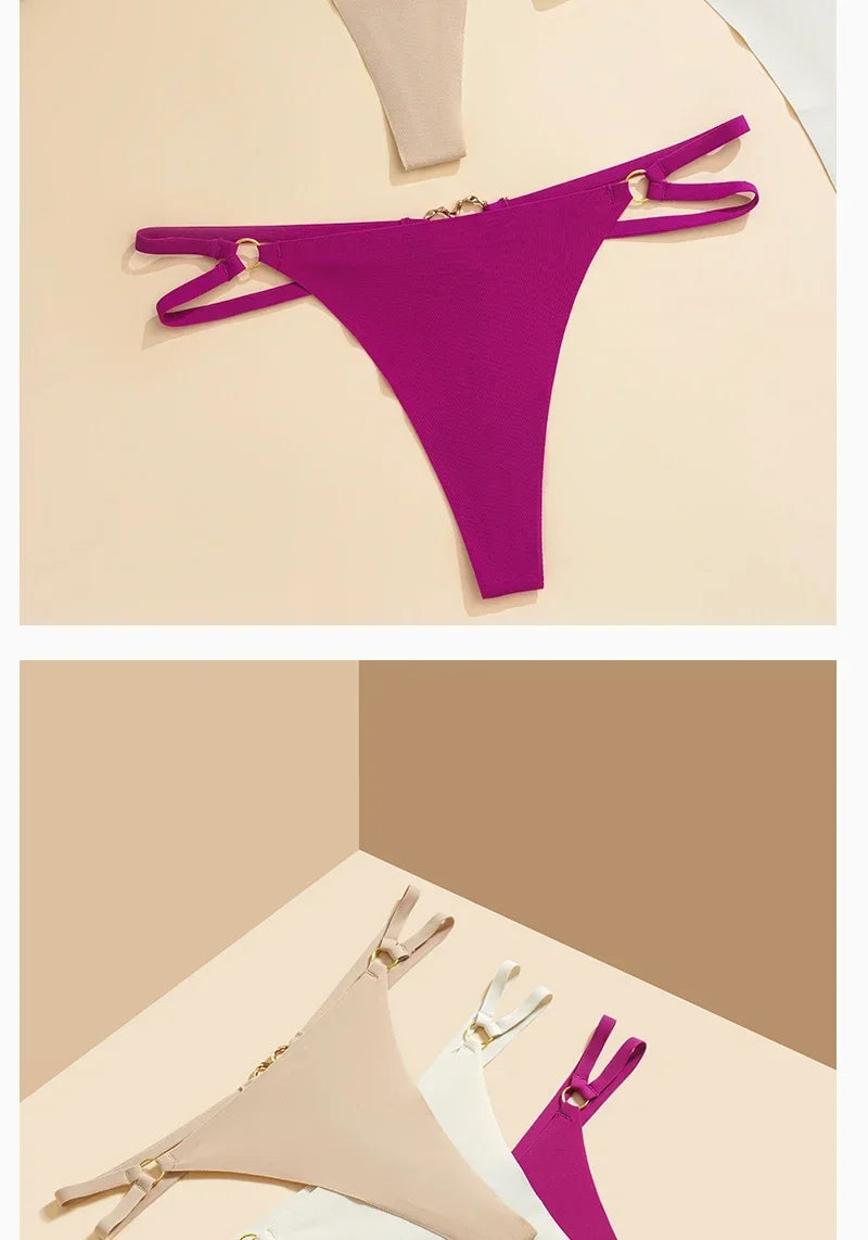 Perizoma sexy a vita alta con doppia fibbia "Love" – Slip minimalisti con cinturini sottili per un look seducente e traspirante