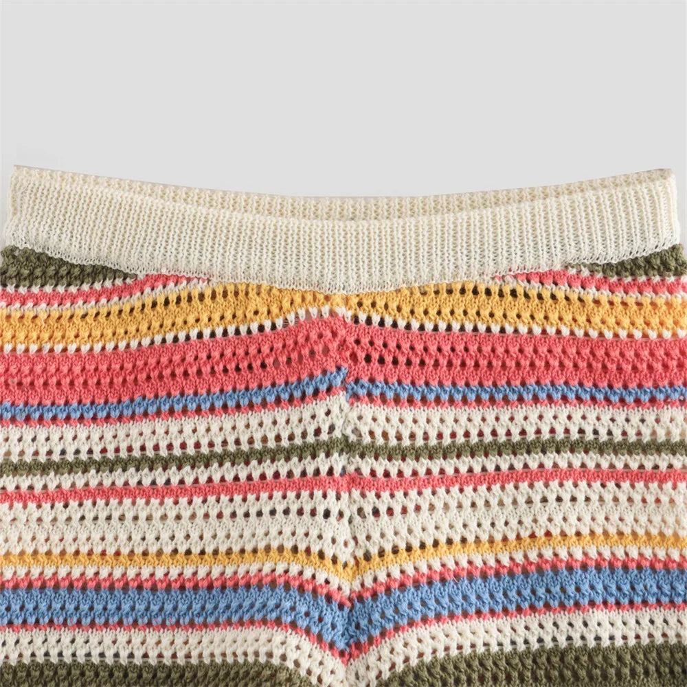 Co-ord donna 2025 – Cardigan rigato a maniche corte e shorts in coordinato