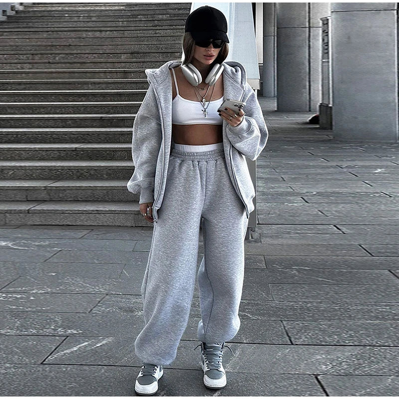 Set donna 2025 – tuta sportiva casual con felpa con cappuccio + pantaloni elasticizzati, outfit fitness & athleisure