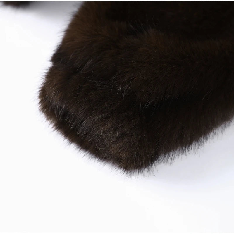 Felpa donna effetto pelliccia marrone con cappuccio
