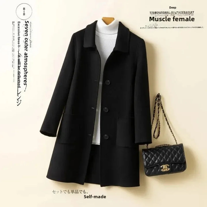 Cappotto in lana donna – Overcoat doppio lato, taglio medio, stile elegante per autunno e inverno