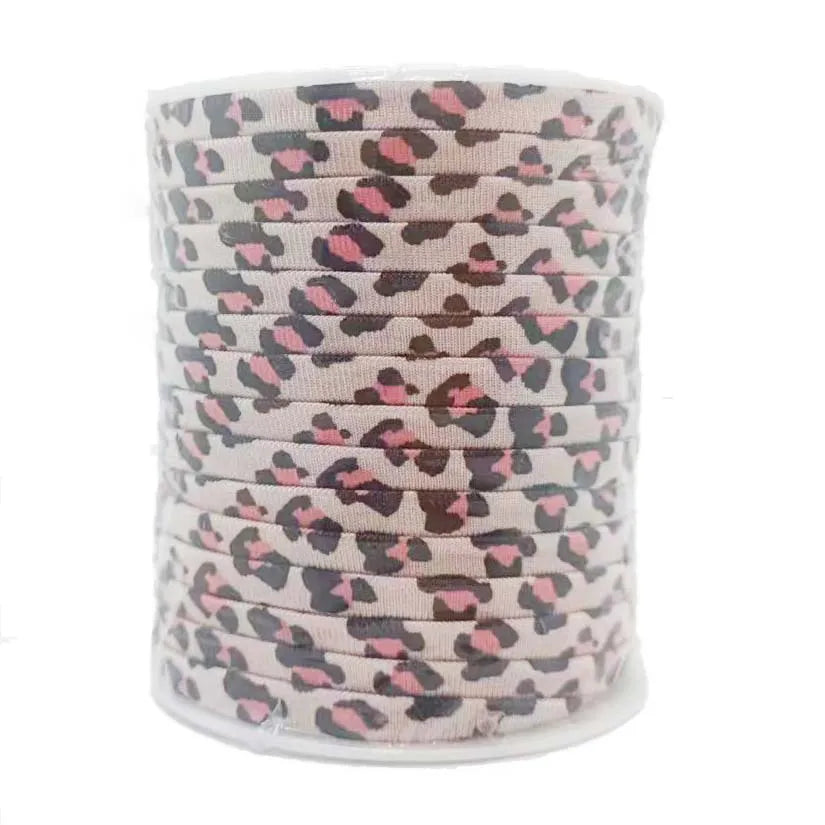 Cordoncino elastico 5 mm 20 m lycra roll leopardato print – banda elasticizzata milk-fiber per abiti, borse e progetti DIY