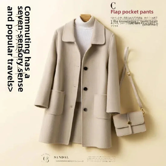 Cappotto in lana donna – Overcoat doppio lato, taglio medio, stile elegante per autunno e inverno