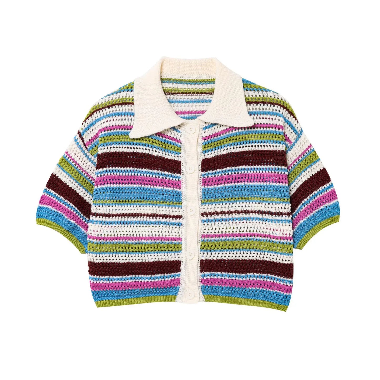 Co-ord donna 2025 – Cardigan rigato a maniche corte e shorts in coordinato