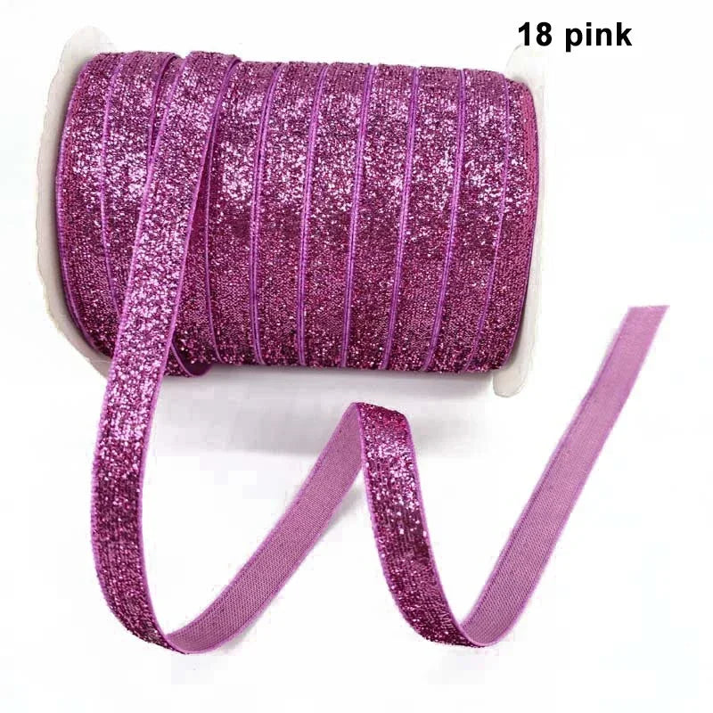 Nastro velluto glitter 10 mm – 50 metri multicolore per decorazioni, fai-da-te, confezioni regalo e artigianato