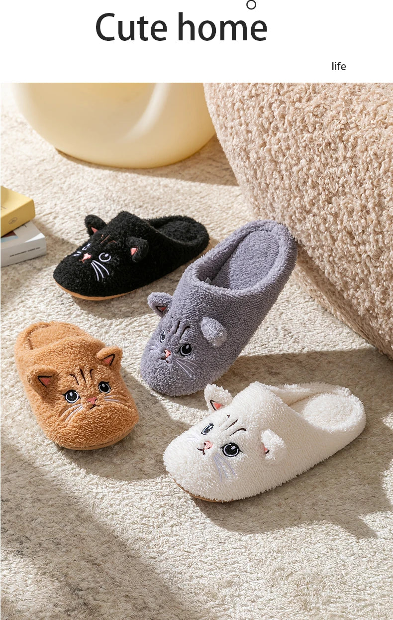Pantofole Peluche Gatto Unisex per Casa, Invernali, Antiscivolo, Morbide e Calde