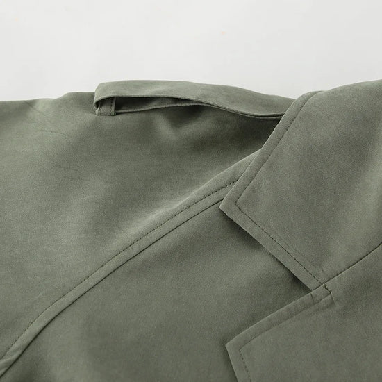 Trench coat corto con lacci per donna – Giacca a maniche lunghe, colletto a revers, abbottonatura singola, stile casual elegante per la primavera/autunno 2025