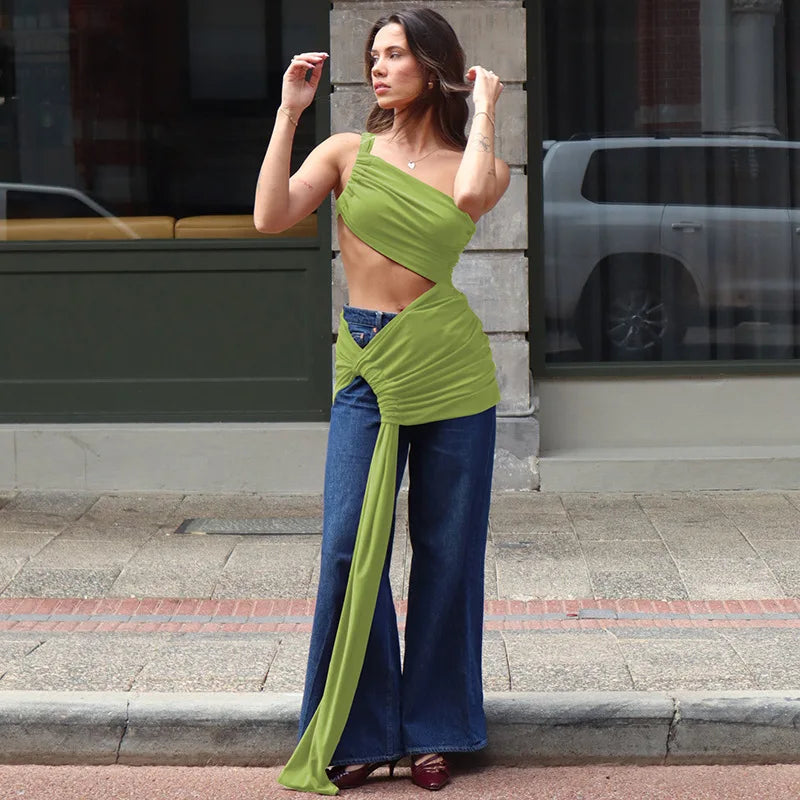 Completo 2 Pezzi Donna Estate 2025 – Top Corto Schiena Scoperta + Gonna Spacco Elegante per Party & Streetwear