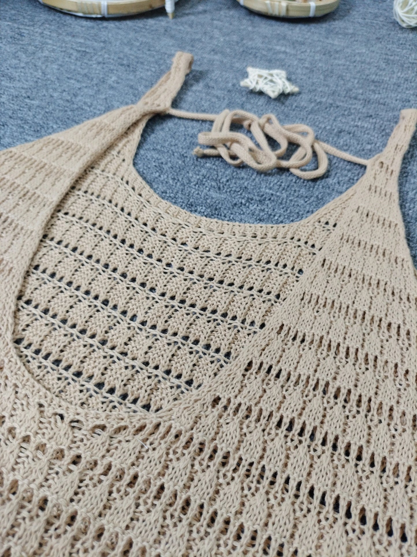Copricostume Donna Traforato Effetto Maglia – Mini Abito Mare Schiena Scoperta
