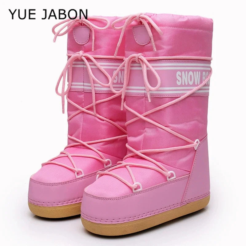 Stivali da neve donna 2026 con plateau e lacci – snow boots imbottiti invernali medio-polpaccio, calzatura fashion per neve e città