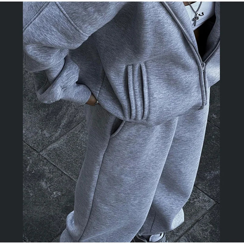 Set donna 2025 – tuta sportiva casual con felpa con cappuccio + pantaloni elasticizzati, outfit fitness & athleisure