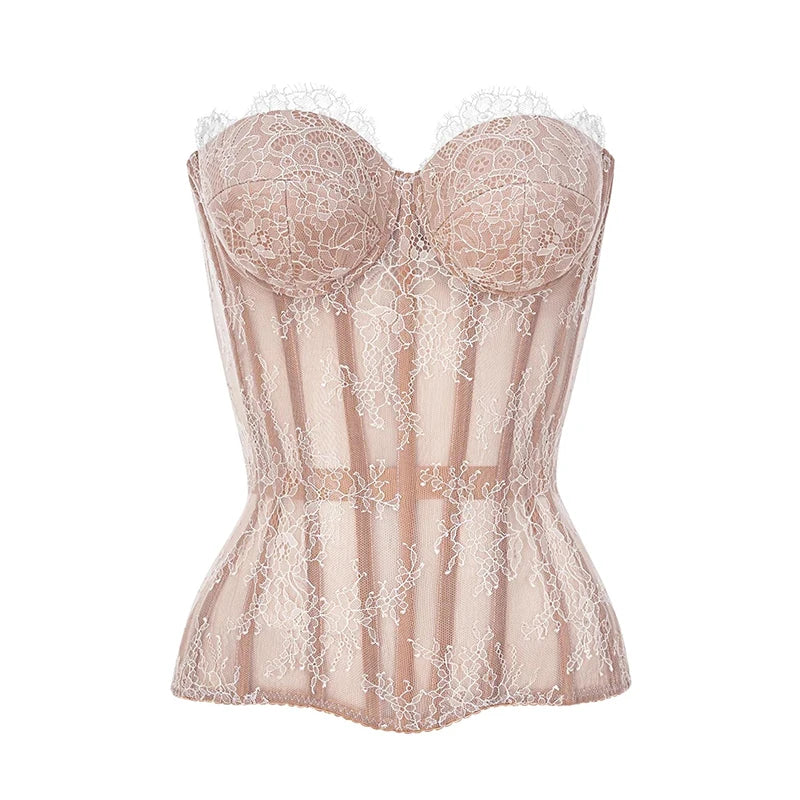 Corsetto Sexy Senza Spalline – Bustier in Pizzo Donna
