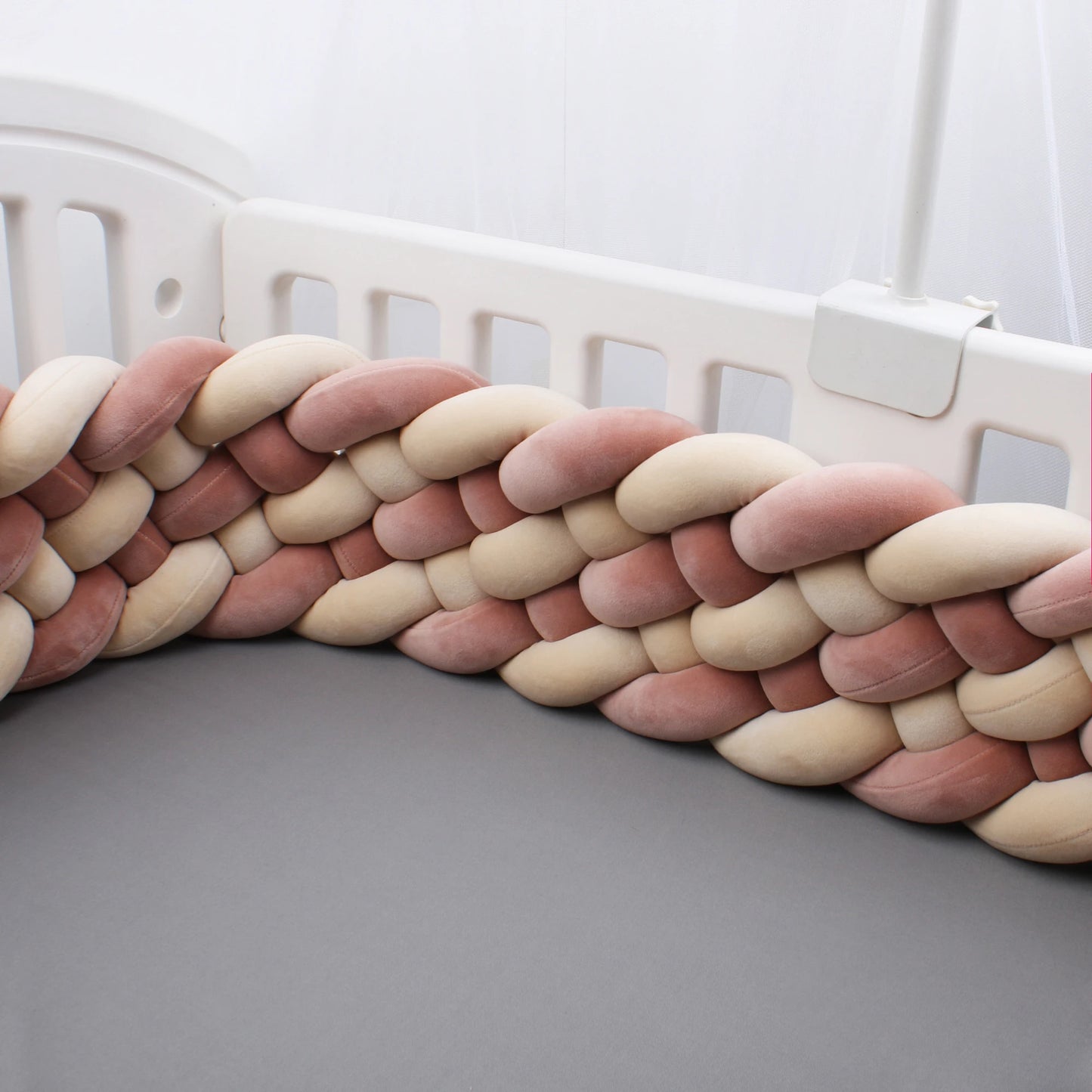 Paracolpi Culla Treccia Intrecciata 300 cm – Cuscino Nodo Protettivo per Lettino Neonati