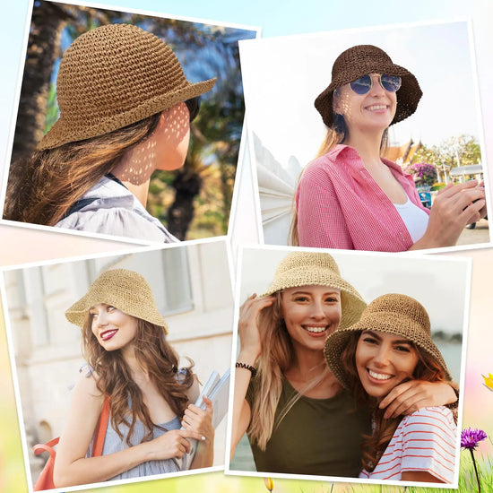 Cappello Estivo Donna in Paglia Khaki Beige o Rosa – Protezione UV e Stile Casual per la Spiaggia