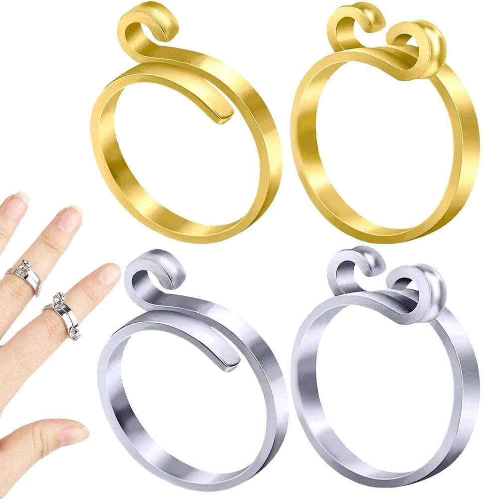 Set 2 ring guida filo regolabili per uncinetto/maglia – anello regolabile finger yarn guide / thimble per tensione costante
