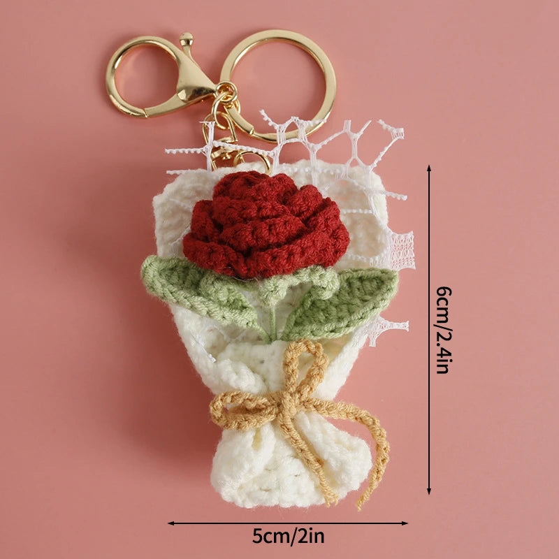 Portachiavi fiore all’uncinetto artigianale – charm amigurumi handmade per borse e chiavi