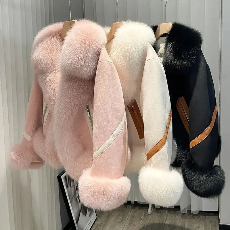 Cappotto corto in pelliccia sintetica volpe 2025 – giacca imbottita effetto fox fur, caldo e alla moda