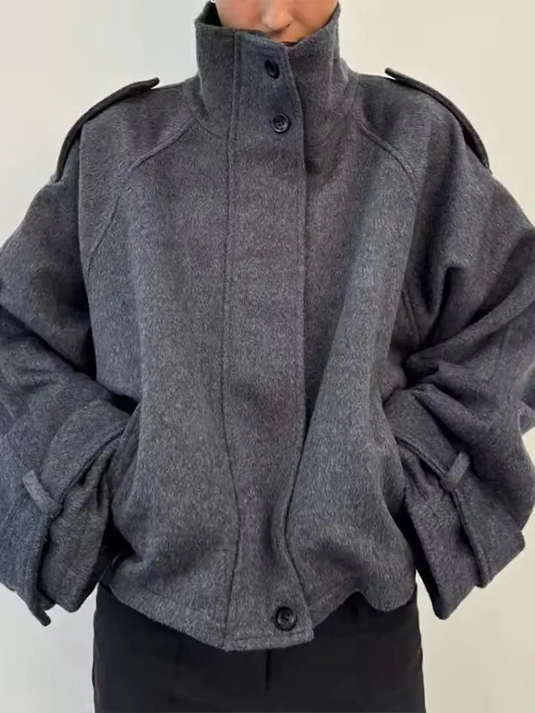 Cappotto Corto Donna Collo Alto con Zip e Tasche - immagine 20