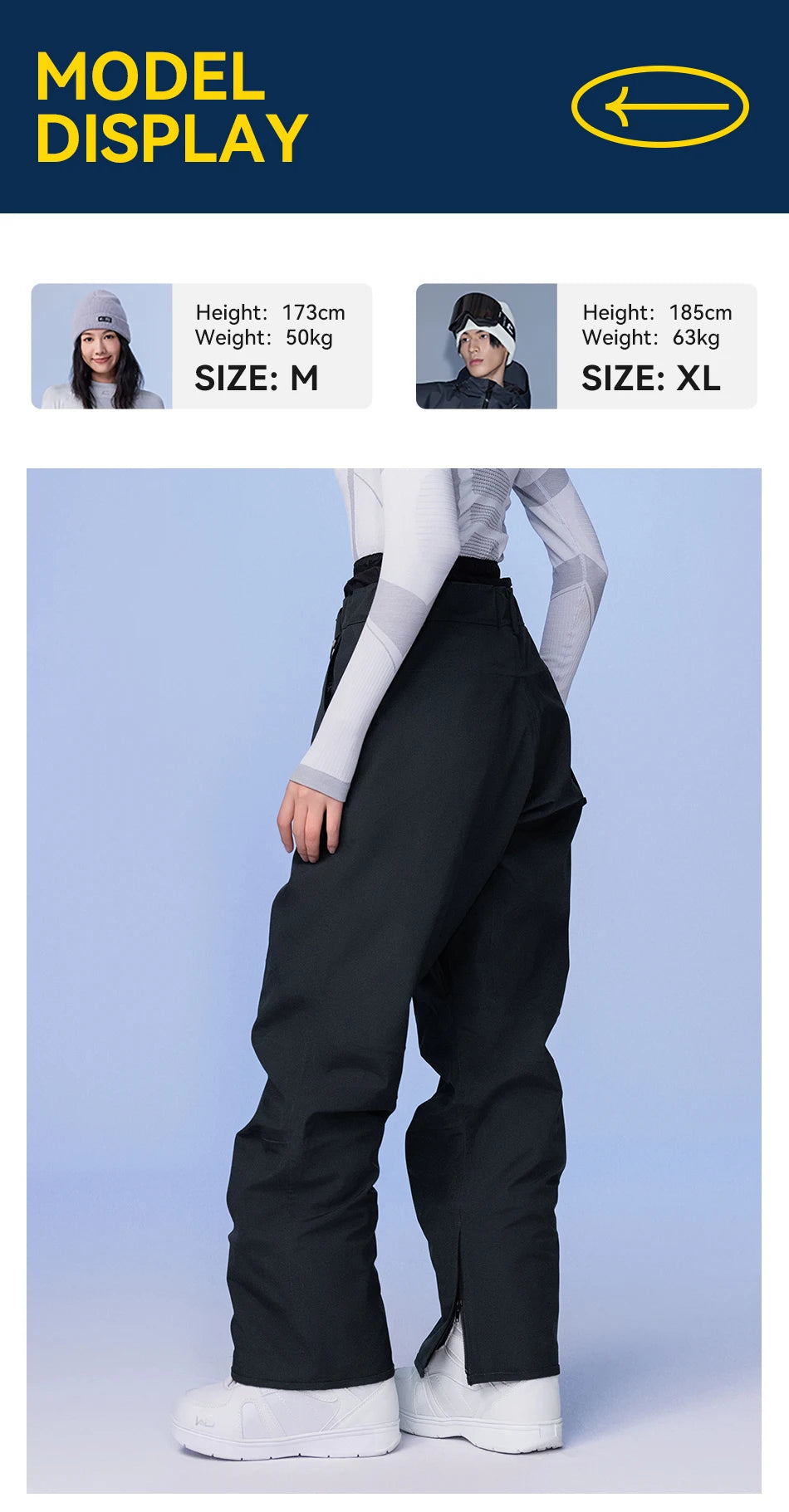 Pantaloni da sci unisex 3L impermeabili e antivento – snow-pants tecnico da snowboard e montagna