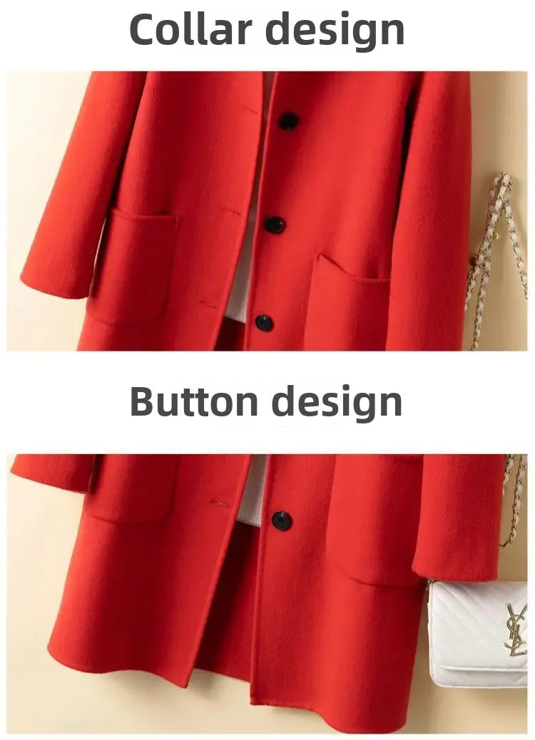 Cappotto in lana donna – Overcoat doppio lato, taglio medio, stile elegante per autunno e inverno