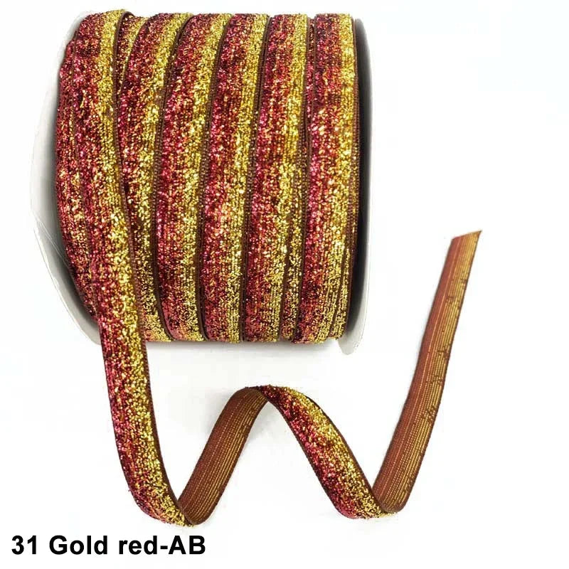 Nastro velluto glitter 10 mm – 50 metri multicolore per decorazioni, fai-da-te, confezioni regalo e artigianato