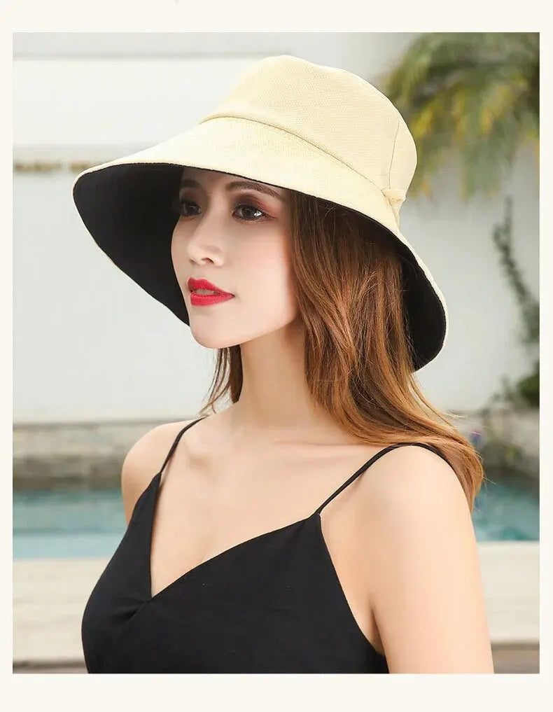 Cappello Estivo da Pescatore Donna – Visiera Larga Anti-UV Doppio Lato per Mare e Città