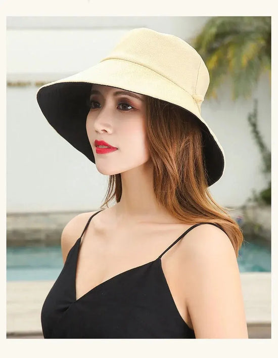 Cappello Estivo da Pescatore Donna – Visiera Larga Anti-UV Doppio Lato per Mare e Città