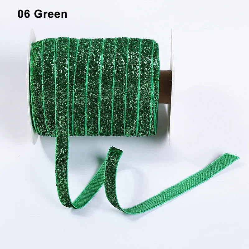 Nastro velluto glitter 10 mm – 50 metri multicolore per decorazioni, fai-da-te, confezioni regalo e artigianato