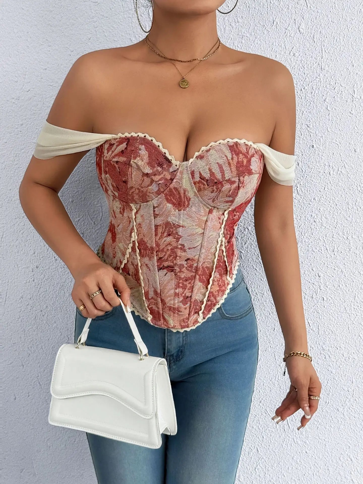 Top Donna in Pizzo Ricamato – Corsetto Elegante e Sexy