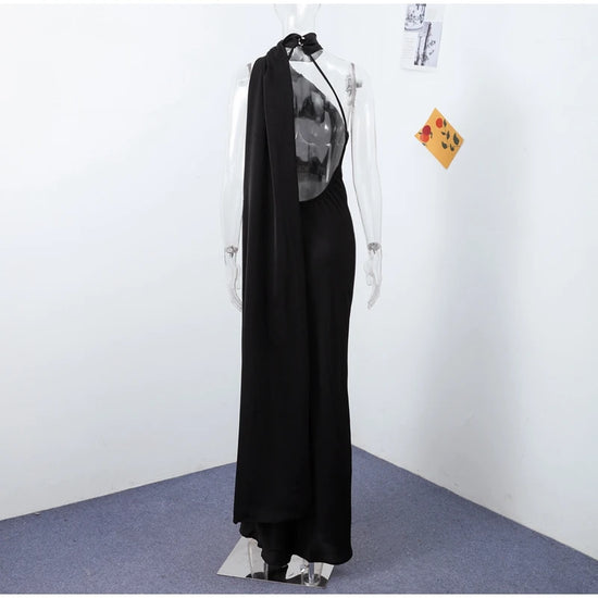 Abito da sera in raso con fiocco per donna – abito elegante schiena scoperta