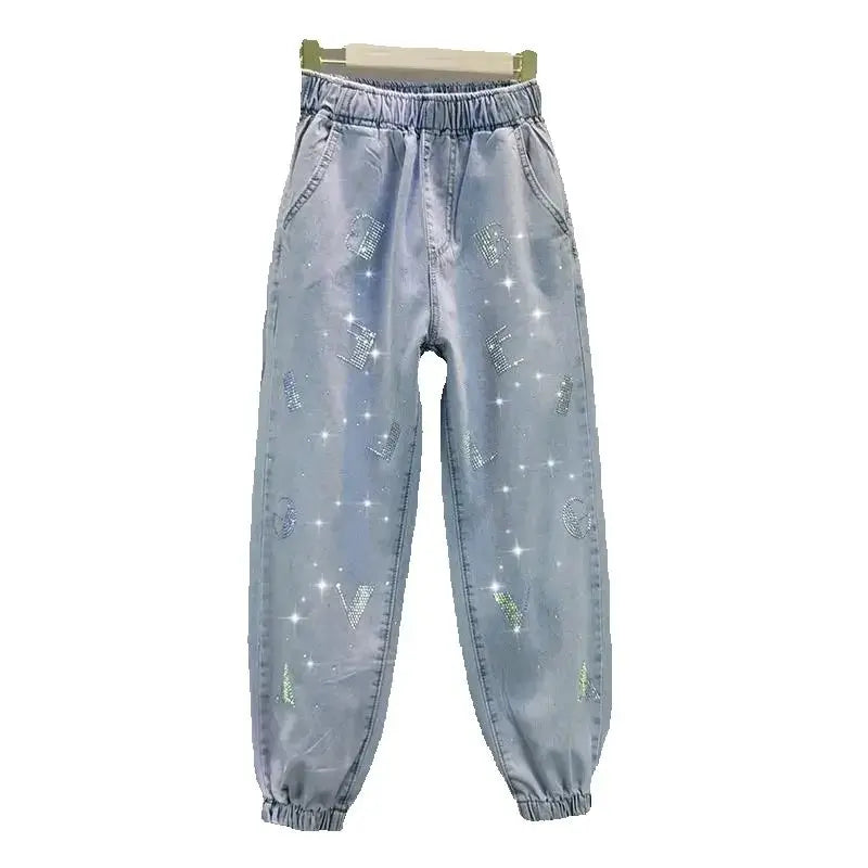 Jeans Donna Vita Alta con Gamba Larga e Vita Elasticizzata –Estate 2025