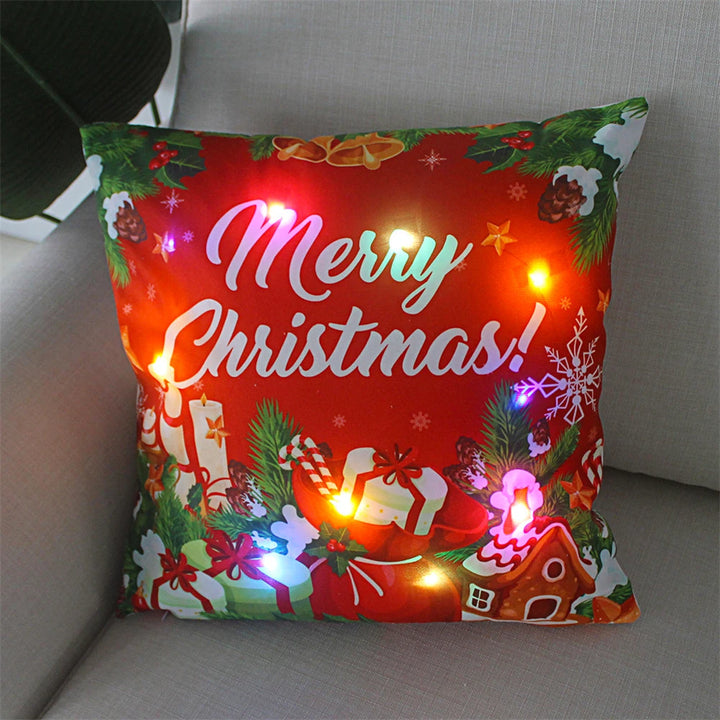 Copricuscino natalizio LED 45×45 cm ‒ federa luminosa decorativa per Natale, addobbo casa & divano